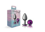 Cheeky Charms-Gunmetal Metal Butt Plug- Round-Deep Purple