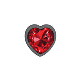 Cheeky Charms-Gunmetal Metal Butt Plug- Heart-Dark Red