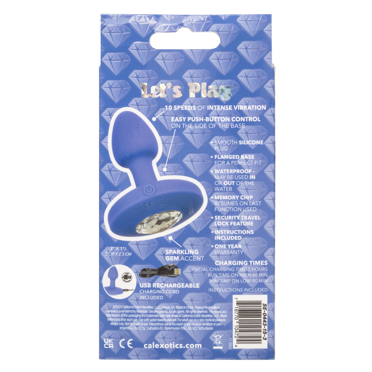 Cheeky Gems - Small Rechargeable Vibrating Probe - Vibrating Probe - Blue