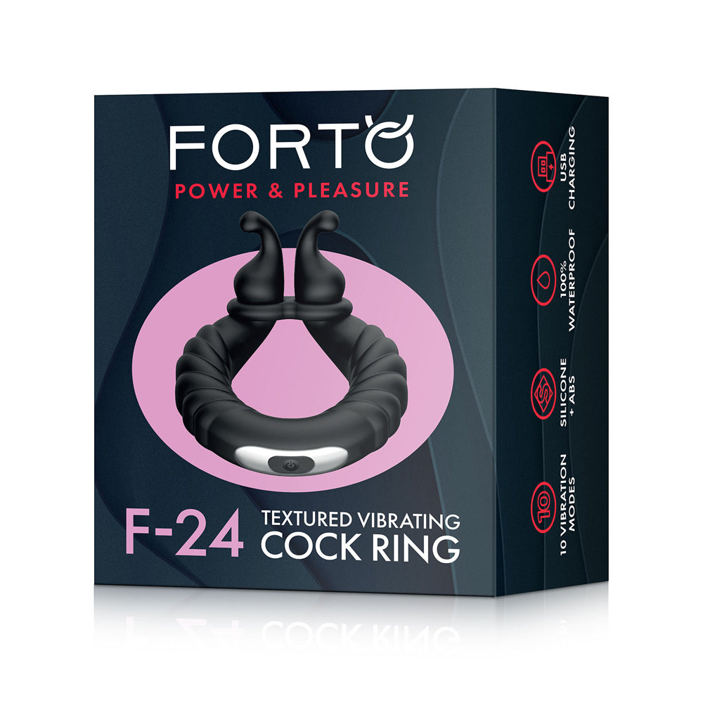 F-24: Textured Vibrating Cockring Black