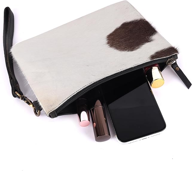 Mesa Luna Hair-On Cowhide Leather Wristlet Clutch Bag for Women