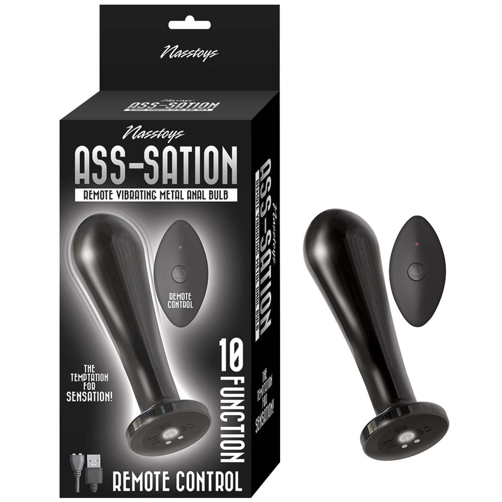 Ass-Sation Remote Vibrating Metal Anal Bulb Black