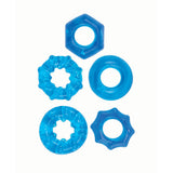 Enhancer Five Piece Cock Ring Set Blue