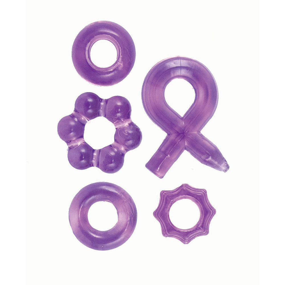 Enhancer Five Piece Cock Ring Set Purple
