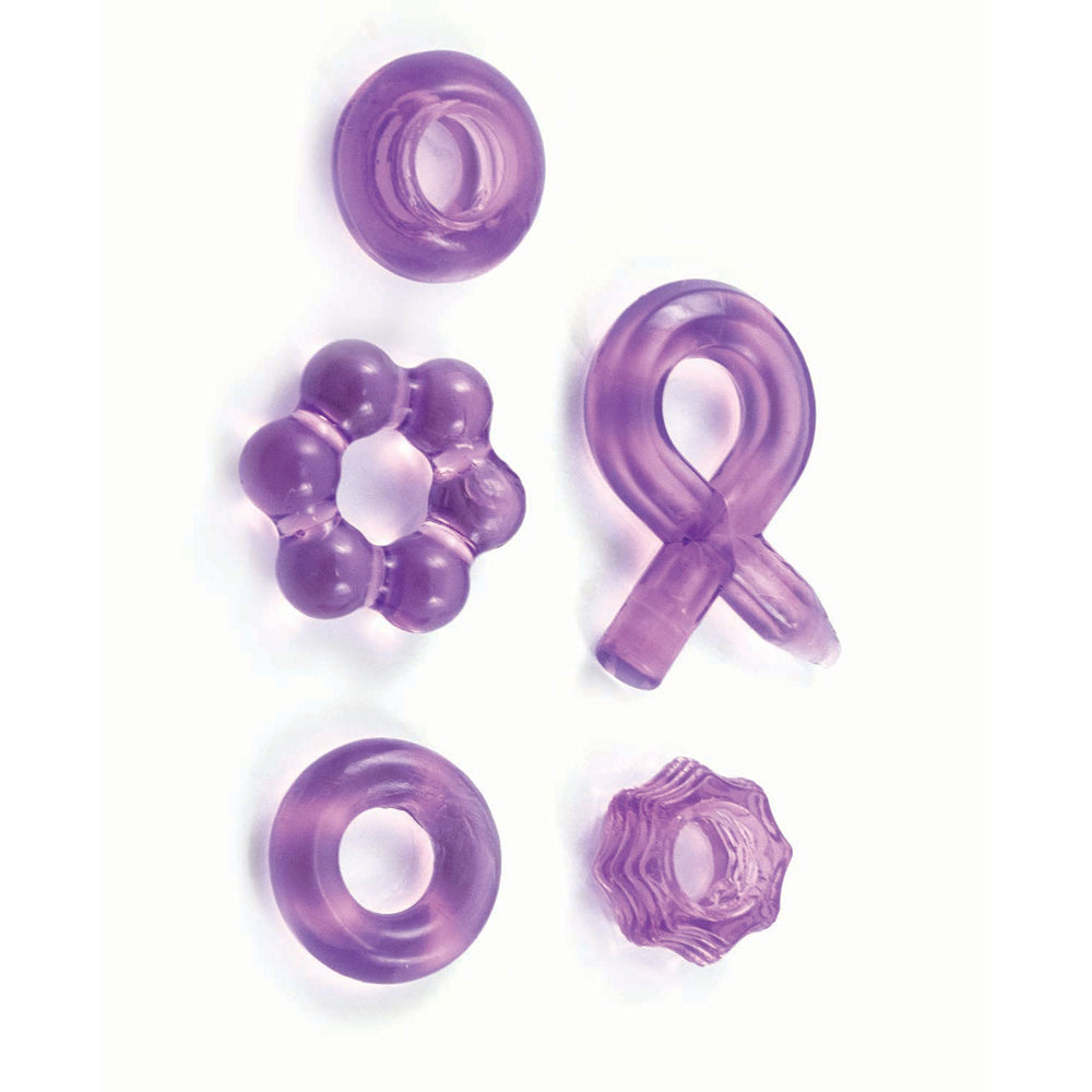 Enhancer Five Piece Cock Ring Set Purple