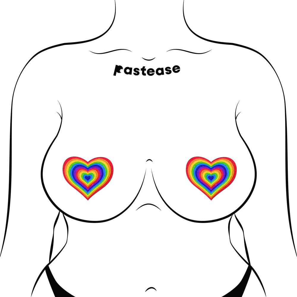 Pastease Love Velvet Rainbow Pumping Heart Nipple Pasties