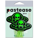 Pastease Tassel Ufo Alien Glow-In-The-Dark Neon Green On Black Nipple Pasties
