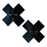 Pastease Pierced Pasties Liquid Black Cross Plus X With Barbell Piercing