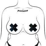 Pastease Pierced Pasties Liquid Black Cross Plus X With Barbell Piercing