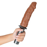 Lock On Karbonite Dildo With Handle Mocha