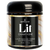 Lit Champagne Luxury Massage Candle 4 oz.
