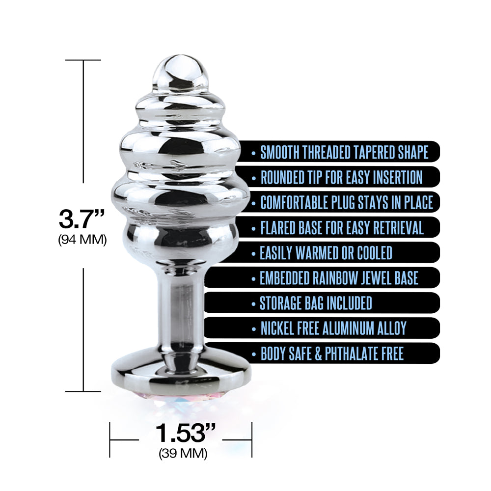 Nixie Ribbed Stainless Steel Butt Plug Honey Dipper Large