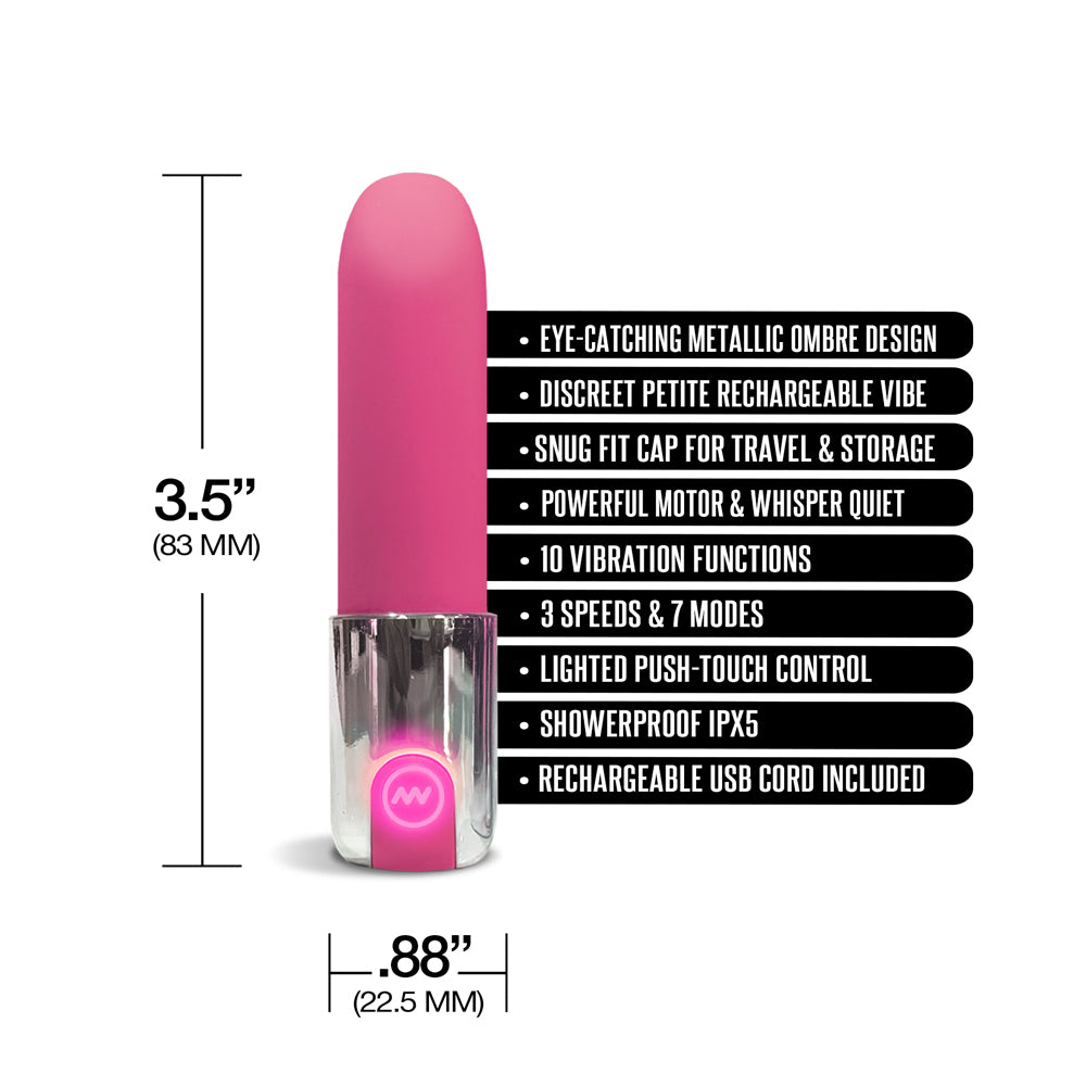 Nixie Smooch Rechargeable Lipstick Bullet Vibrator Pink Ombre