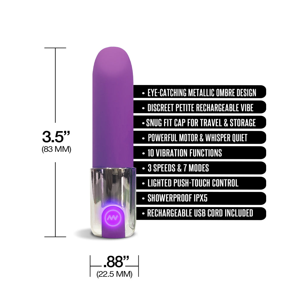 Nixie Smooch Rechargeable Lipstick Bullet Vibrator Purple Ombre