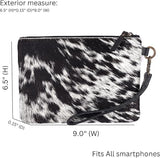 Mesa Luna Hair-On Cowhide Leather Wristlet Clutch Bag for Women