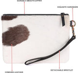 Mesa Luna Hair-On Cowhide Leather Wristlet Clutch Bag for Women