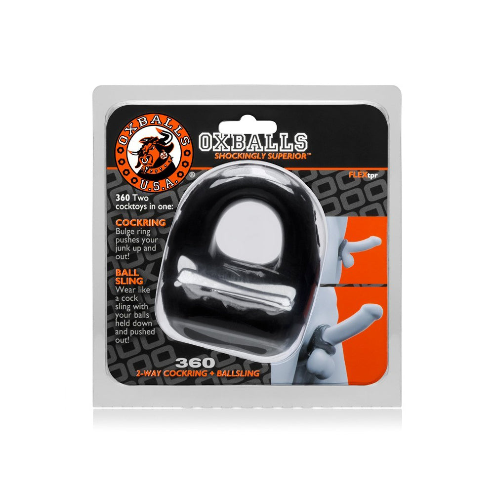 360 Cock Ring & Ball Sling Black