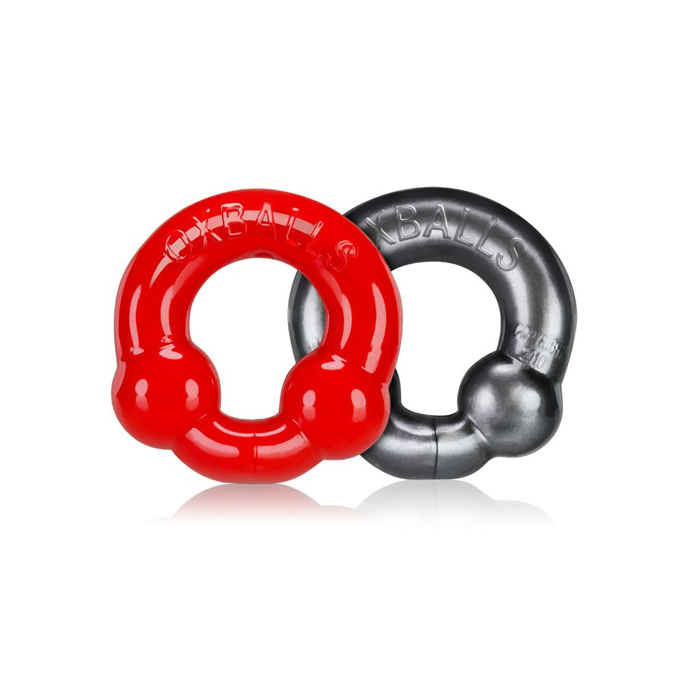 Ultraballs 2-Pack Cock Ring Steel & Red