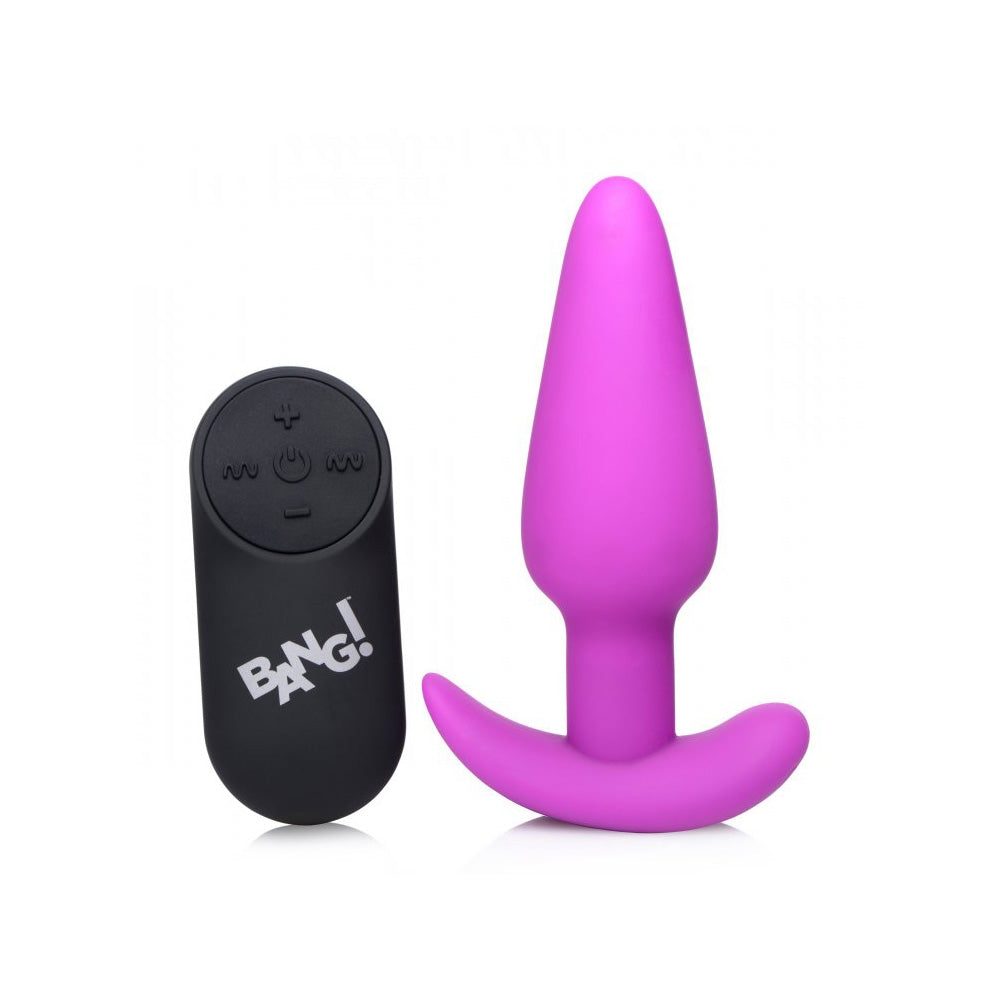 Bang! 21X Vibrating Silicone Butt Plug W/ Remote Control Purple