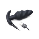 Bang! 21X Vibrating Silicone Swirl Butt Plug W/ Remote Control Black