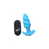 Bang! 21X Vibrating Silicone Swirl Butt Plug W/ Remote Control Blue