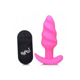 Bang! 21X Vibrating Silicone Swirl Butt Plug W/ Remote Control Pink