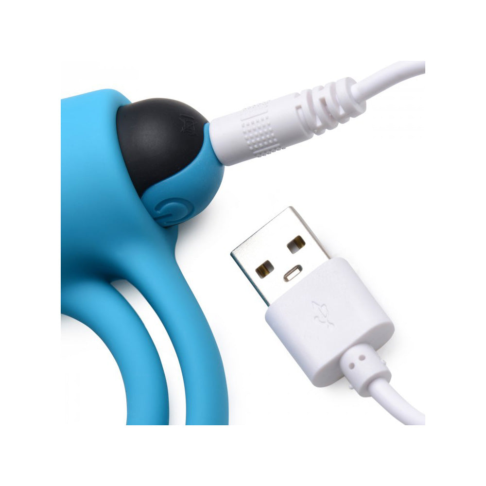Bang! Silicone Cock Ring & Bullet W/ Remote Control Blue