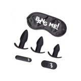 Bang! Backdoor Adventure 3Pc Butt Plug Set, Bullet, & Blindfold Kit Black