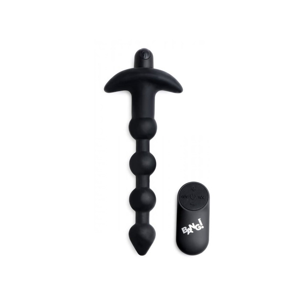 Bang! Vibrating Silicone Anal Beads & Remote Control Black