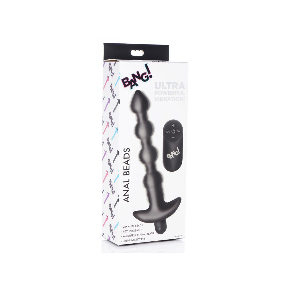 Bang! Vibrating Silicone Anal Beads & Remote Control Black