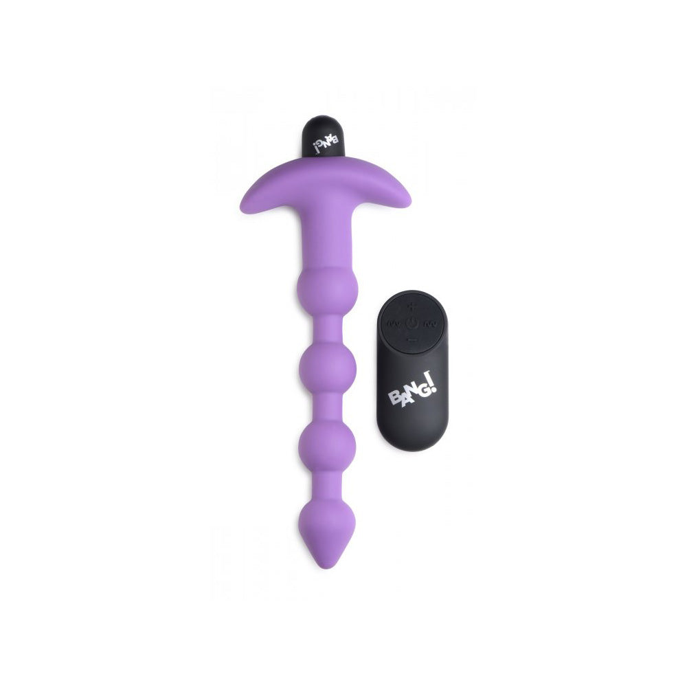 Bang! Vibrating Silicone Anal Beads & Remote Control Purple