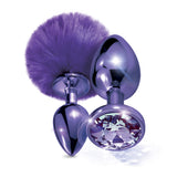 Nixie Metal Butt Plug Set Pom Pom And Jewel Inlaid Purple Metallic