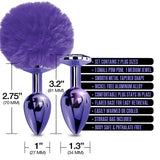 Nixie Metal Butt Plug Set Pom Pom And Jewel Inlaid Purple Metallic