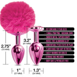 Nixie Metal Butt Plug Set Pom Pom And Jewel Inlaid Pink Metallic