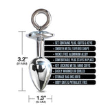 Nixie Metal Butt Plug & Furry Cuff Set Small Silver