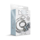 Nixie Metal Butt Plug & Furry Cuff Set Small Silver