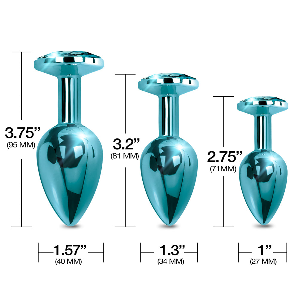 Nixie Metal Butt Plug Trainer Set Blue Metallic