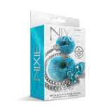 Nixie Metal Butt Plug & Furry Cuff Set Medium Blue Metallic