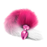 Nixie Metal Butt Plug With Faux Fur Ombre Tail Medium Pink Metallic