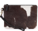 Mesa Luna Hair-On Cowhide Leather Wristlet Clutch Bag for Women