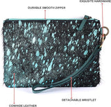 Mesa Luna Metallic Cowhide Handcrafted Large Wristlet
