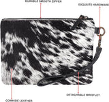 Mesa Luna Hair-On Cowhide Leather Wristlet Clutch Bag for Women