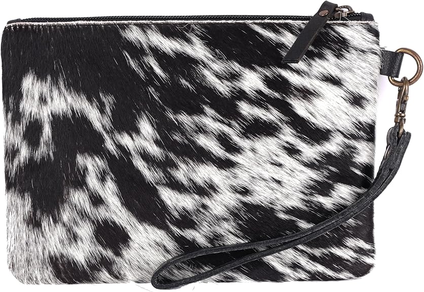 Mesa Luna Hair-On Cowhide Leather Wristlet Clutch Bag for Women