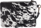 Mesa Luna Hair-On Cowhide Leather Wristlet Clutch Bag for Women