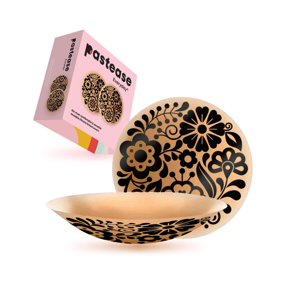 Pastease Halos Reusable Sticky Adhesive Silicone Nipple Cover Floral Nude Small A-C Cup