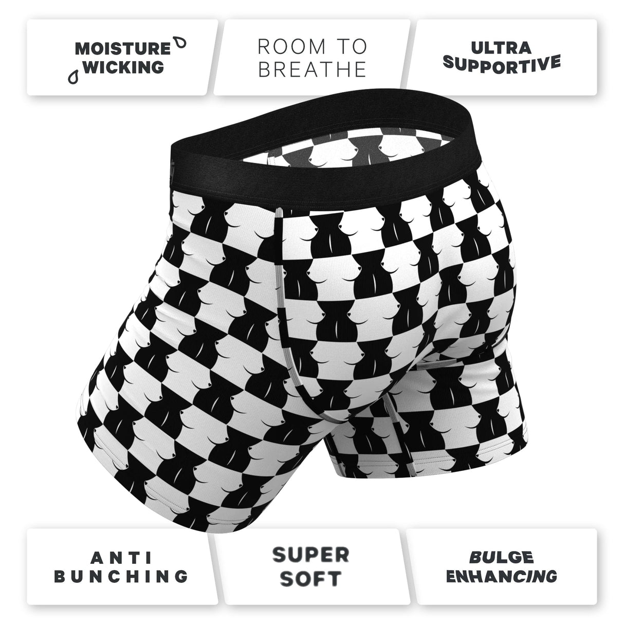 Shinesty The Chest Mate Checkered Ball Hammock Pouch Underwear with Fly 3XL