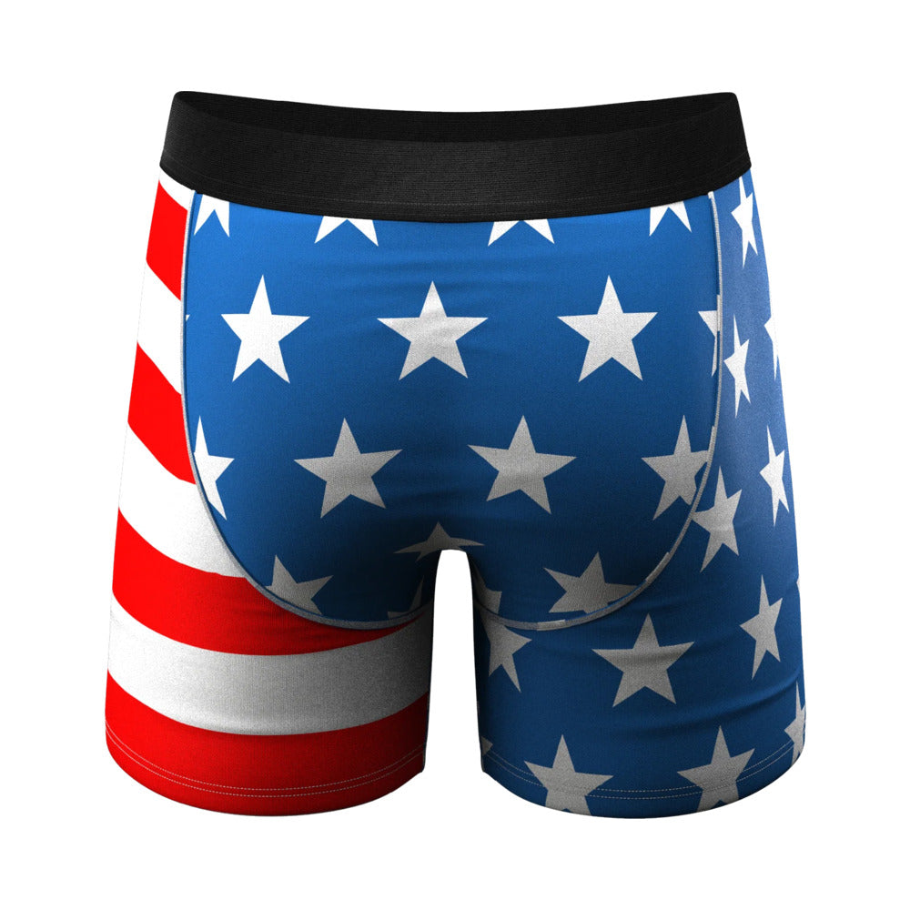 Shinesty The Mascot American Flag Ball Hammock Pouch Underwear with Fly 3XL