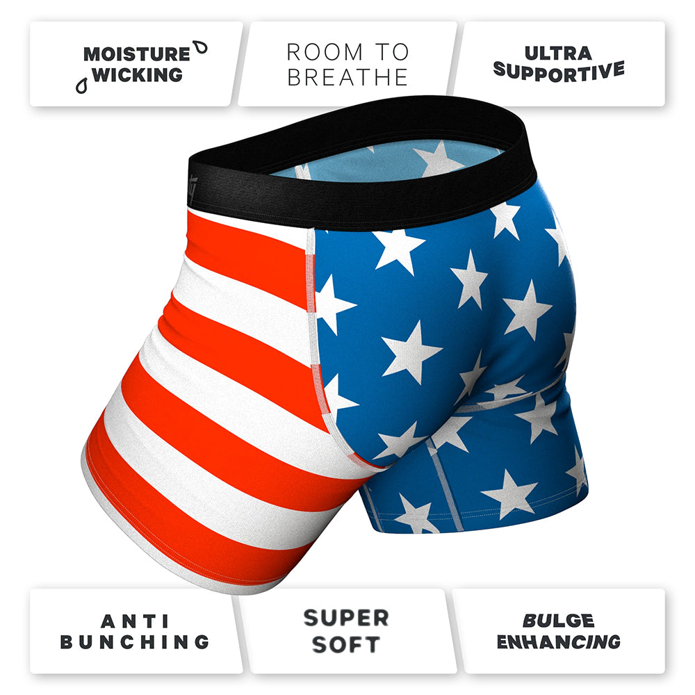 Shinesty The Mascot American Flag Ball Hammock Pouch Underwear with Fly 3XL