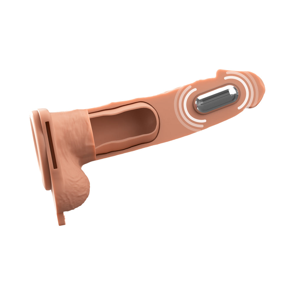 Fantasy X-Tensions Elite Vibrating Hollow Silicone Strap-On 7 in. Light