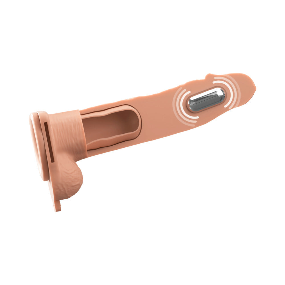 Fantasy X-Tensions Elite Vibrating Hollow Silicone Strap-On 8 in. Light